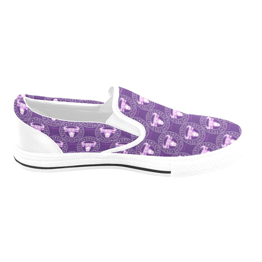 Taurus Print Design LKS303 White Slip Ons Canvas Women's Shoes