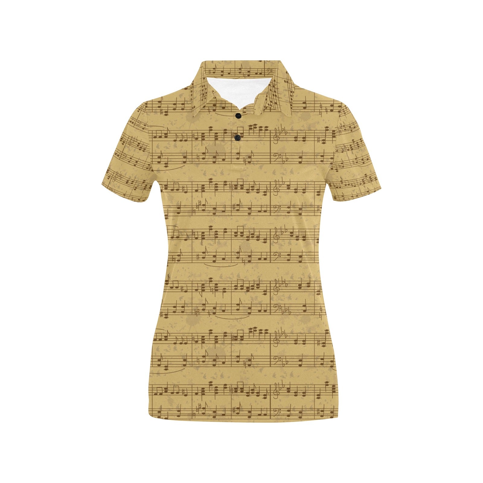 Music Note Vintage Themed Print Women's Polo Shirt