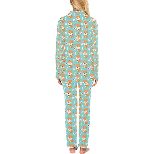 Shiba Inu Print Design LKS3013 Women's Long Pajama Set