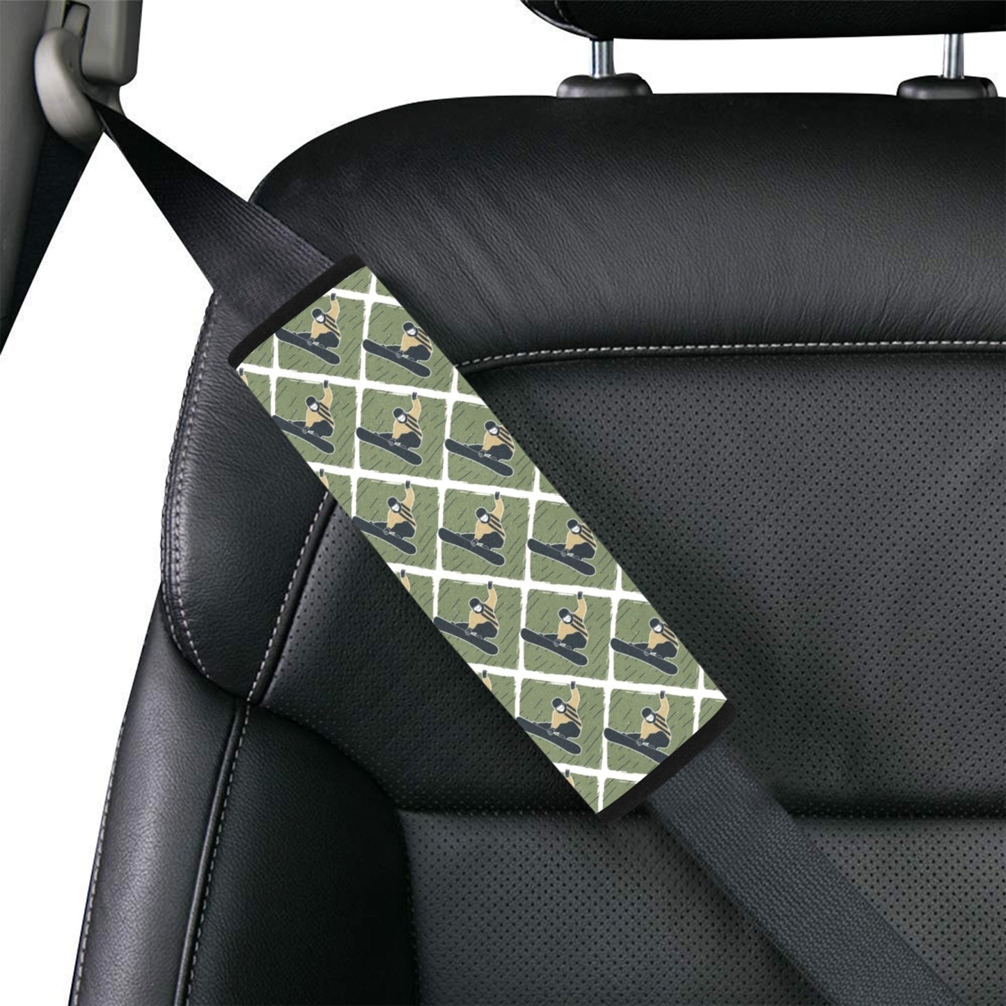 Snowboard Man Print Design LKS302 Car Seat Belt Cover