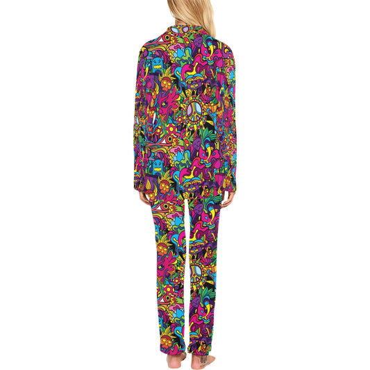Trippy Print Design LKS304 Women's Long Pajama Set
