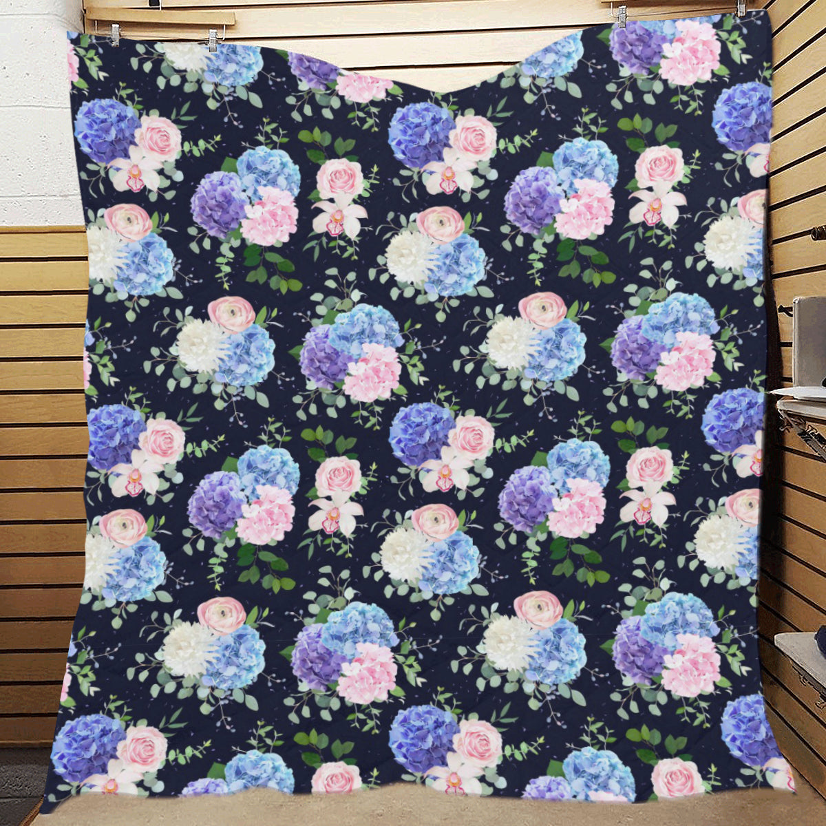 Hydrangea Pattern Print Design HD01 Premium Quilt