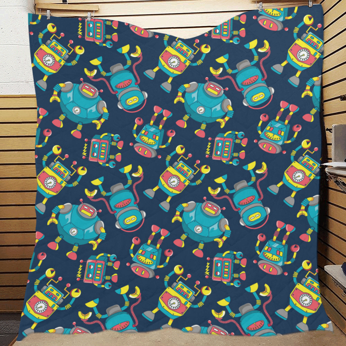 Robot Pattern Print Design A05 Premium Quilt