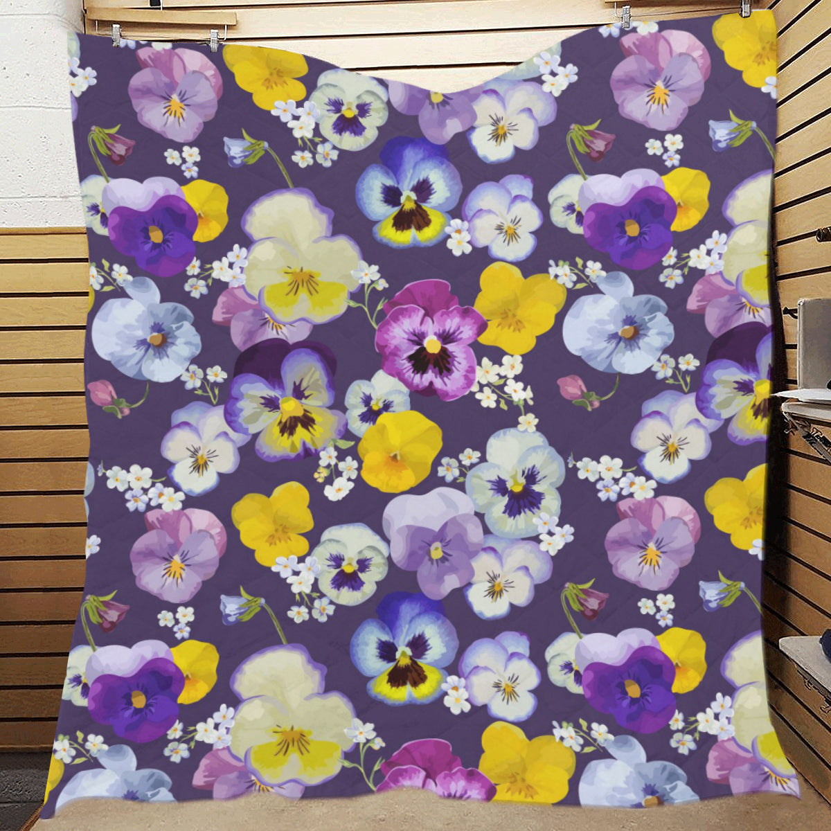 Pansy Pattern Print Design PS02 Premium Quilt
