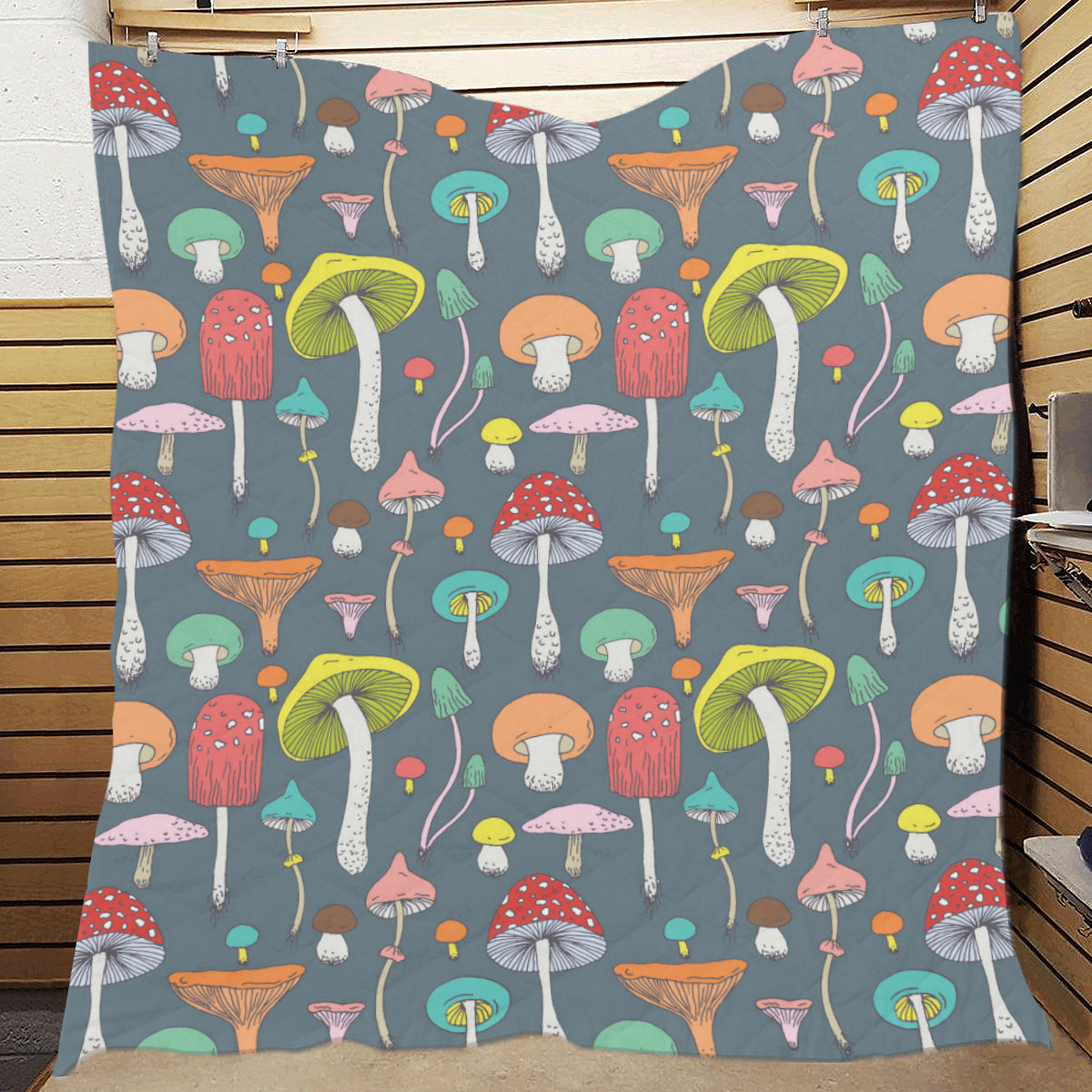 Mushroom Pattern Print Design A03 Premium Quilt