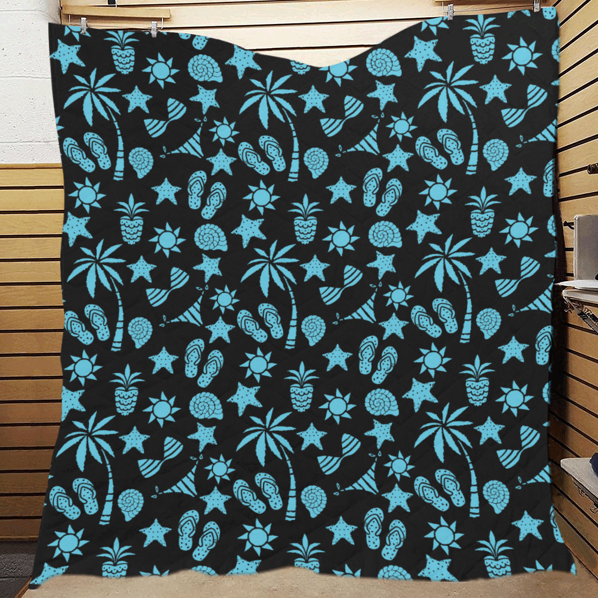 Beach Scene Pattern Print Design 03 Premium Quilt