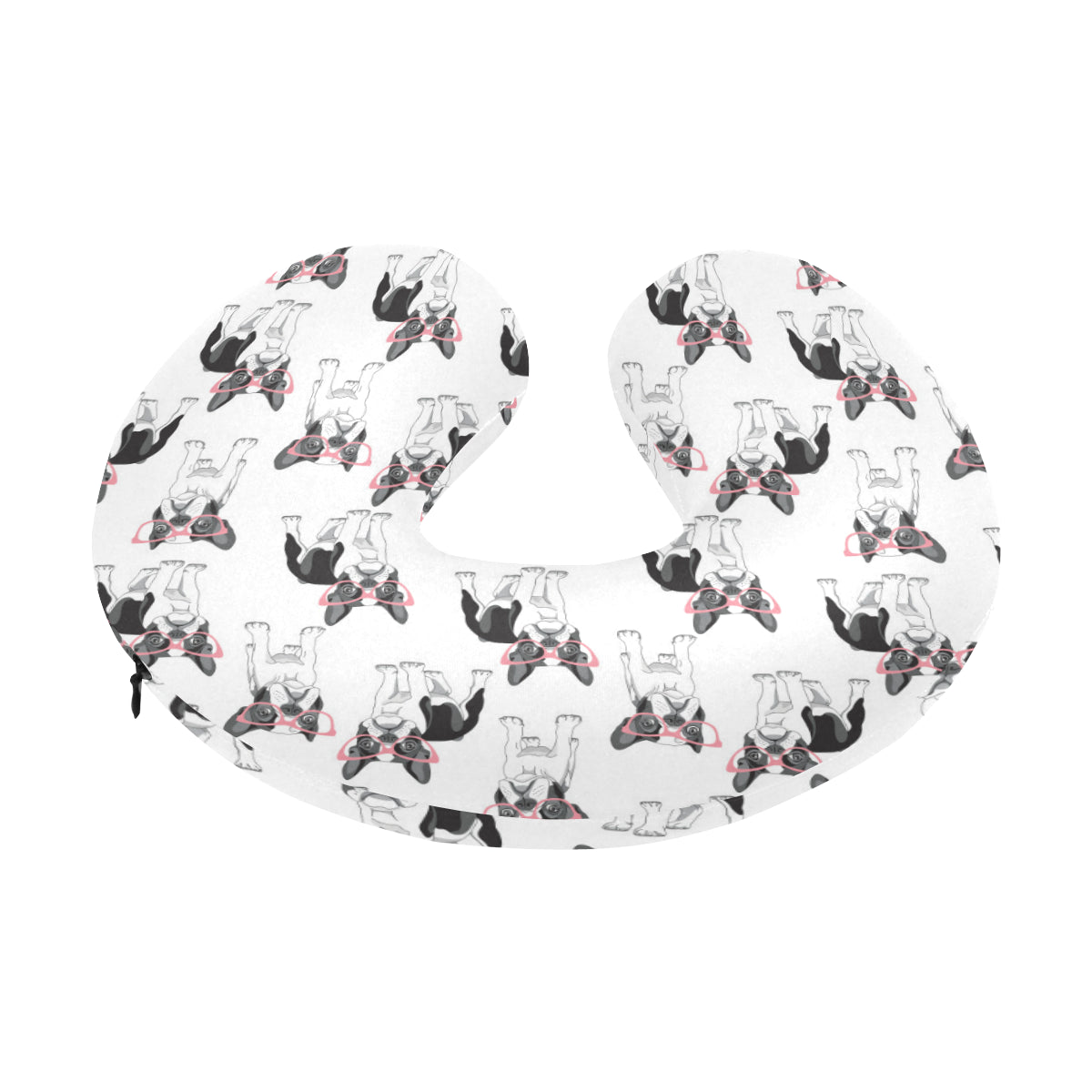 Boston Terrier Pattern Print Design 03 U-Shaped Travel Neck Pillow