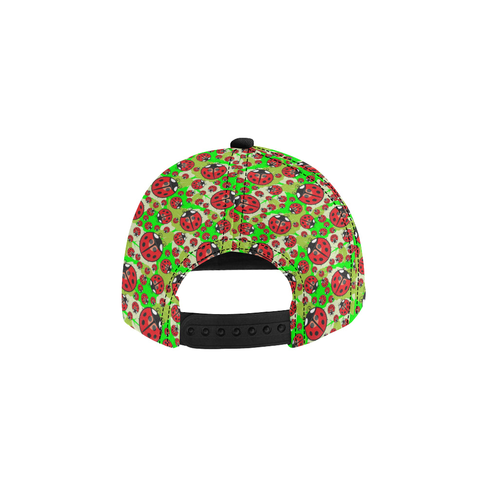 Ladybug with Leaf Print Pattern Snapback Cap