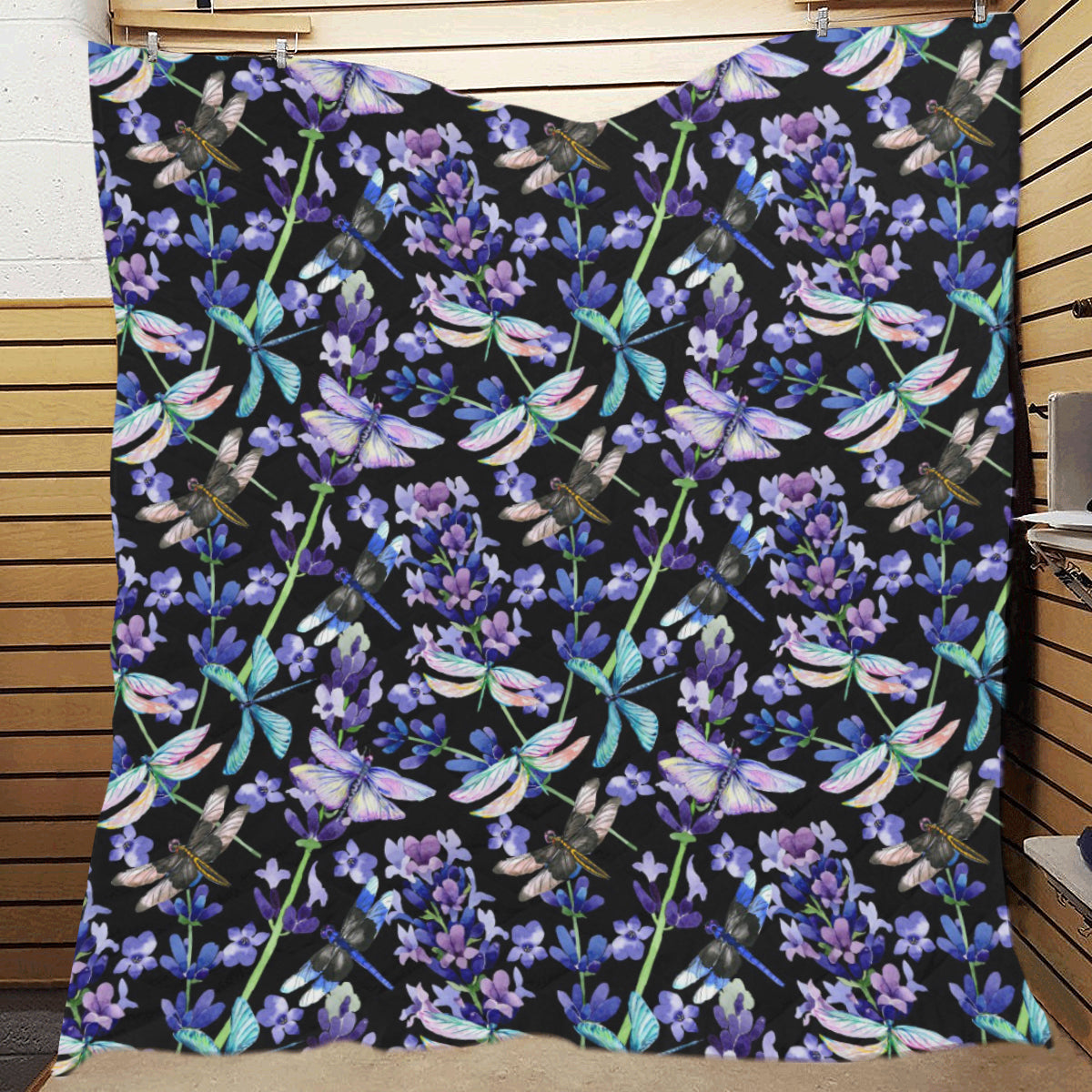 Lavender Dragonfly Pattern Print Design LV03 Premium Quilt