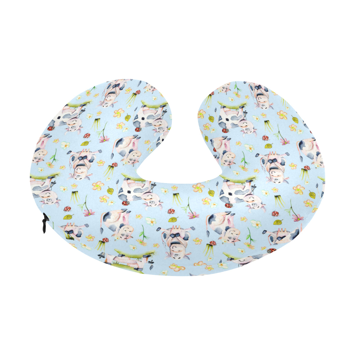 Cow Happy Pattern Print Design 05 U-Shaped Travel Neck Pillow