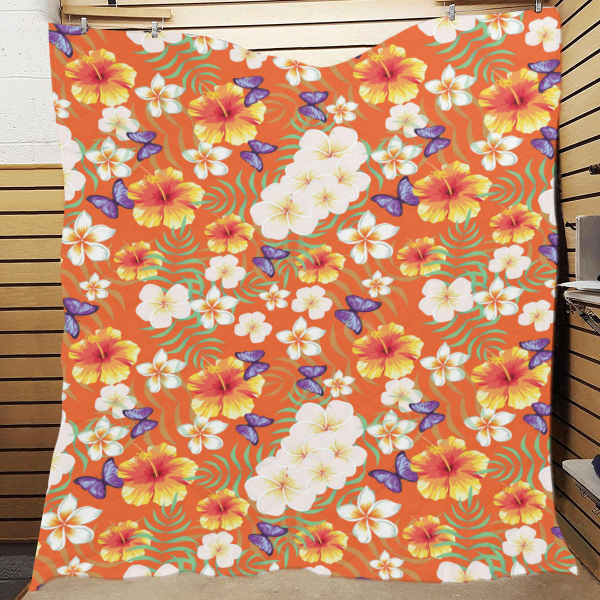 Tropical Flower Pattern Print Design TF027 Premium Quilt