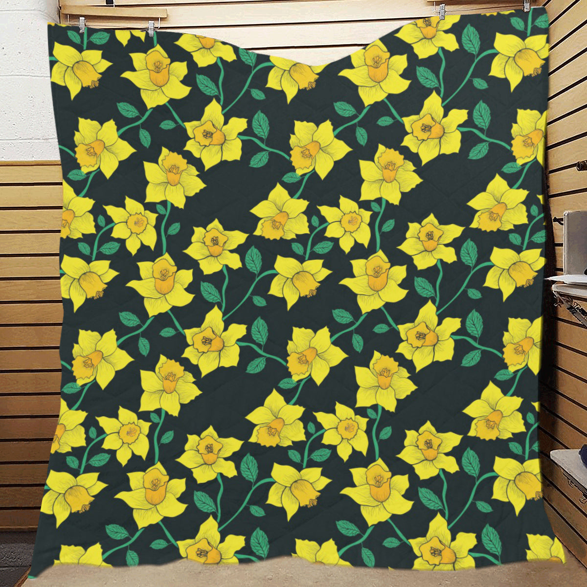 Daffodils Pattern Print Design DF03 Premium Quilt