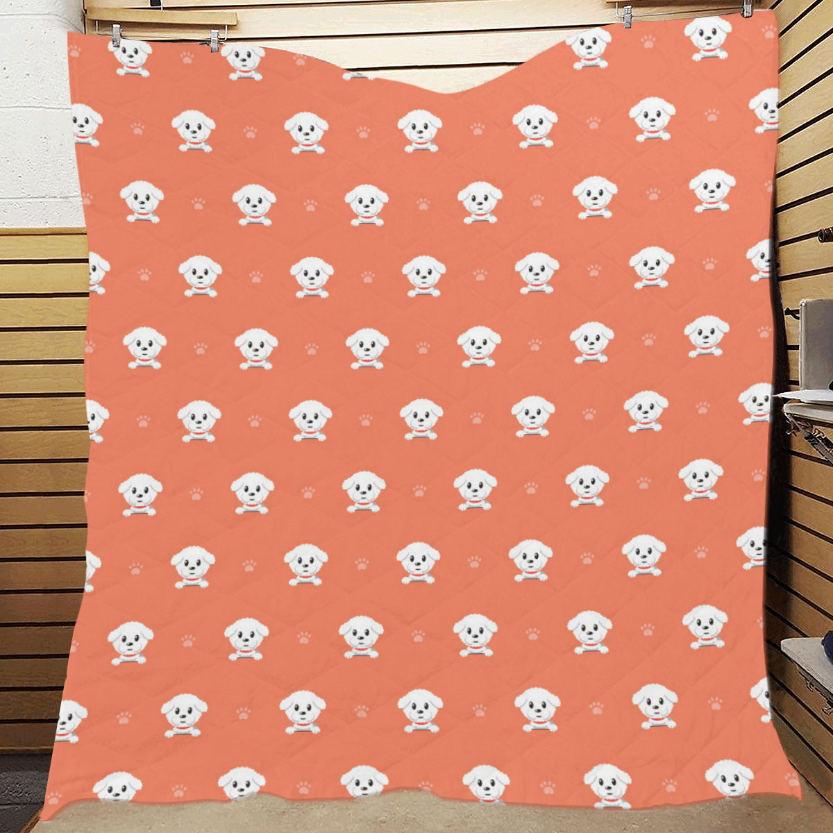 Bichons Frise Pattern Print Design 02 Premium Quilt