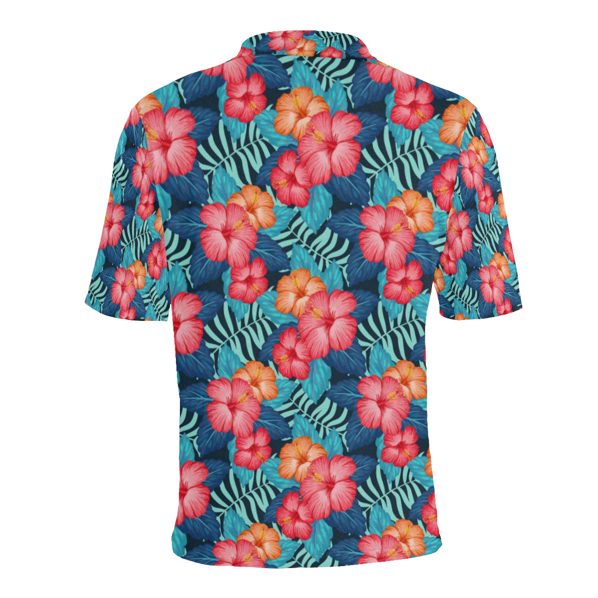 Red Hibiscus Pattern Print Design HB02 Men Polo Shirt