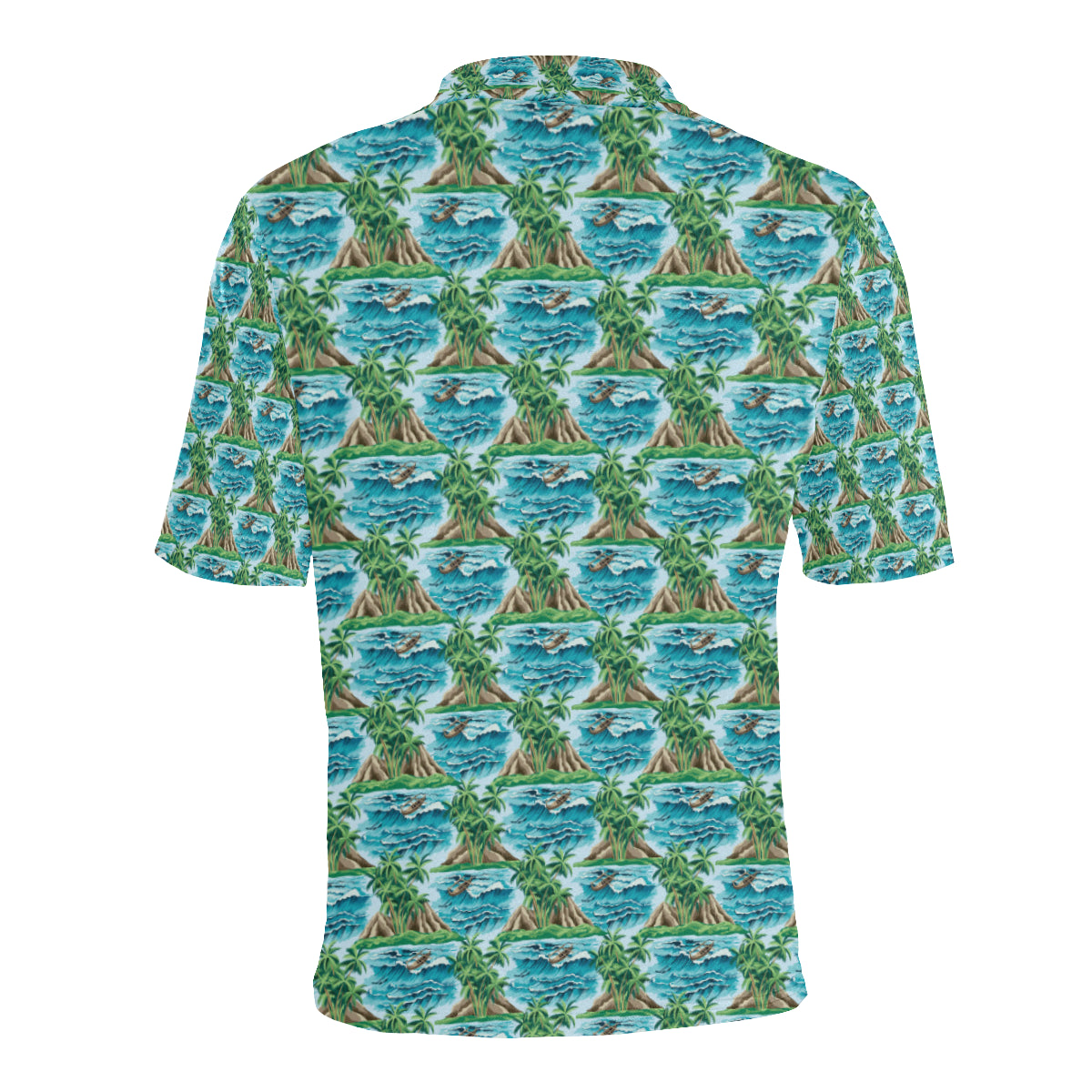 Palm Tree Hawaiian Themed Design Print Men Polo Shirt