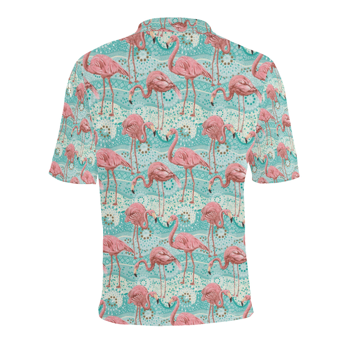 Flamingo Background Themed Print Men Polo Shirt