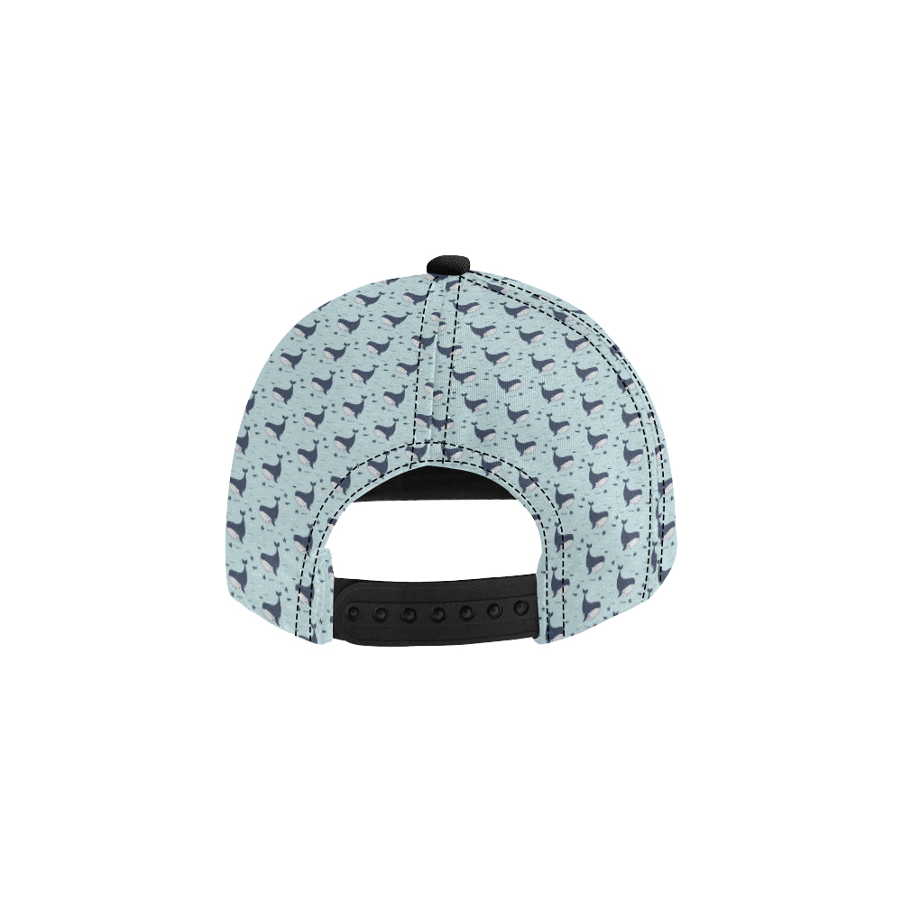 Whale Cute Design Themed Print Snapback Cap