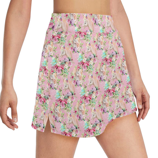 Unicorn Princess with Rose 17" Golf & Pickleball Skort with Pockets