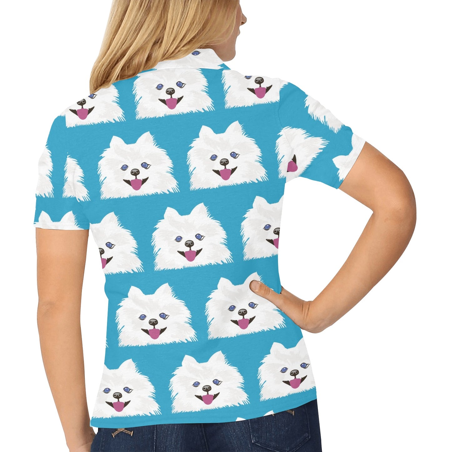 Pomeranians Pattern Print Design A05 Women's Polo Shirt