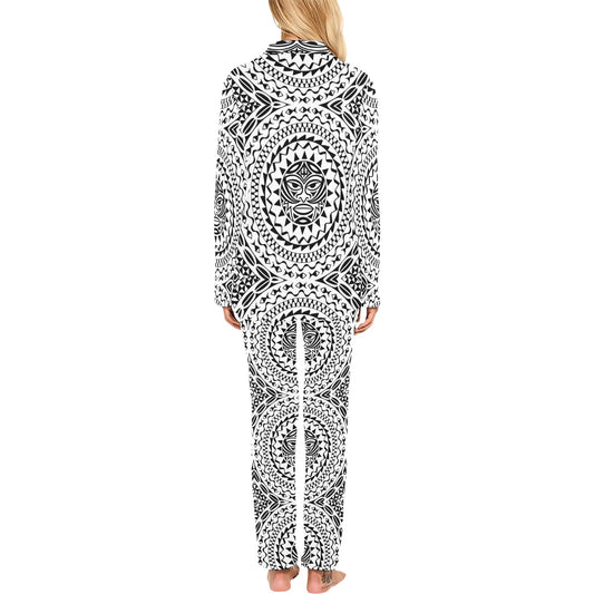 Polynesian Tribal Mask Women's Long Pajama Set