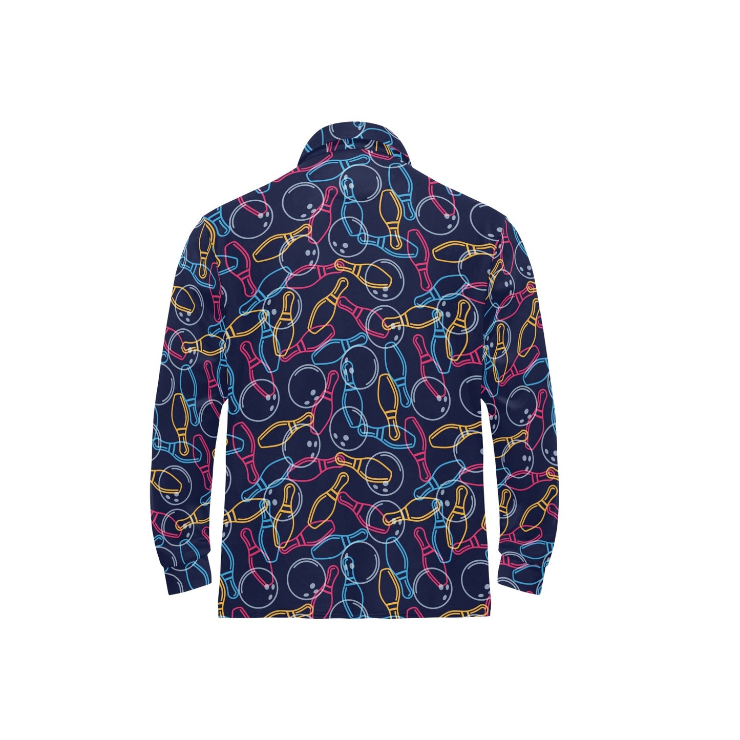 Bowling Pattern Print Design 07 Long Sleeve Polo Shirt For Men's
