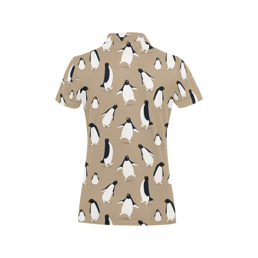Penguin Pattern Print Design A01 Women's Polo Shirt
