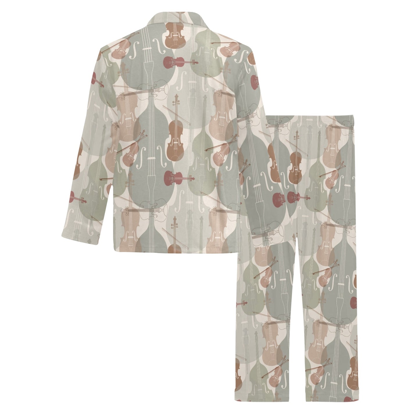 Violin Pattern Print Design 01 Men's Long Pajama Set