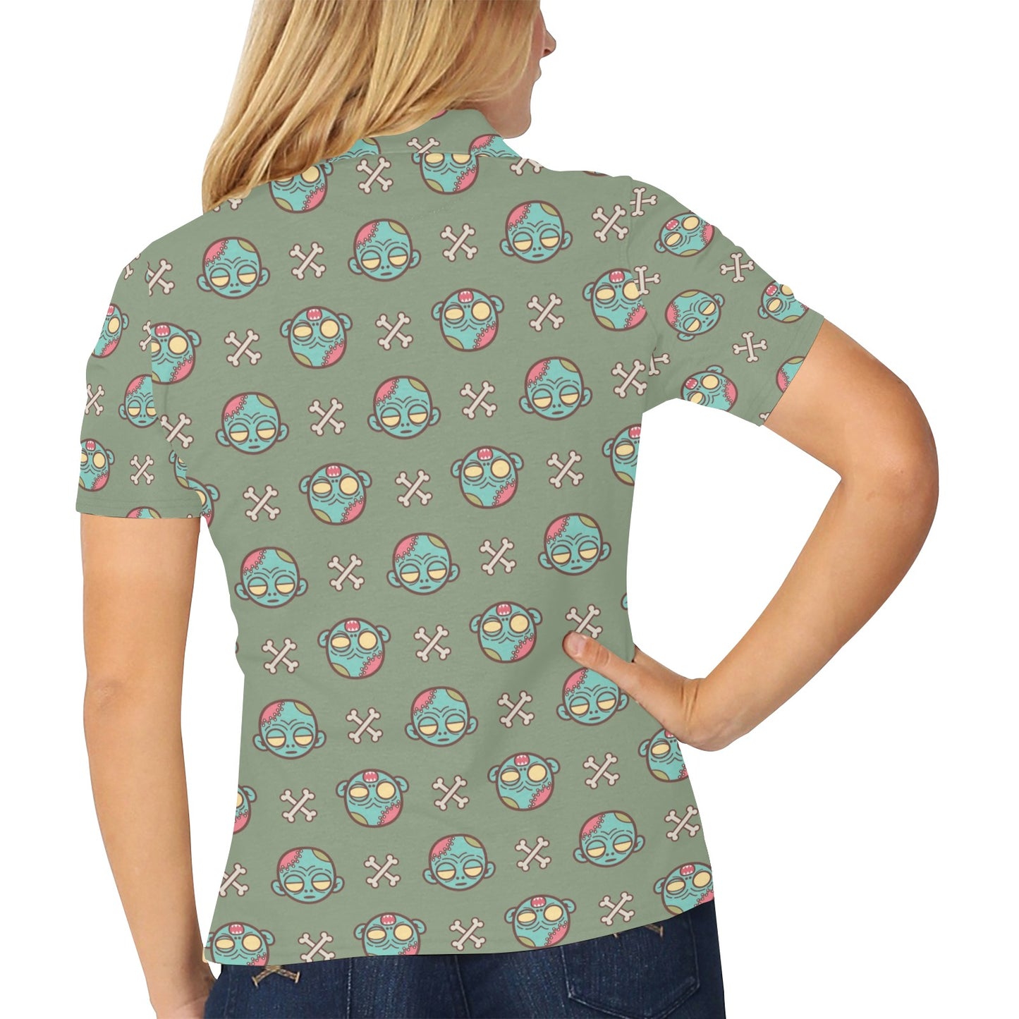Zombie Print Design LKS301 Women's Polo Shirt