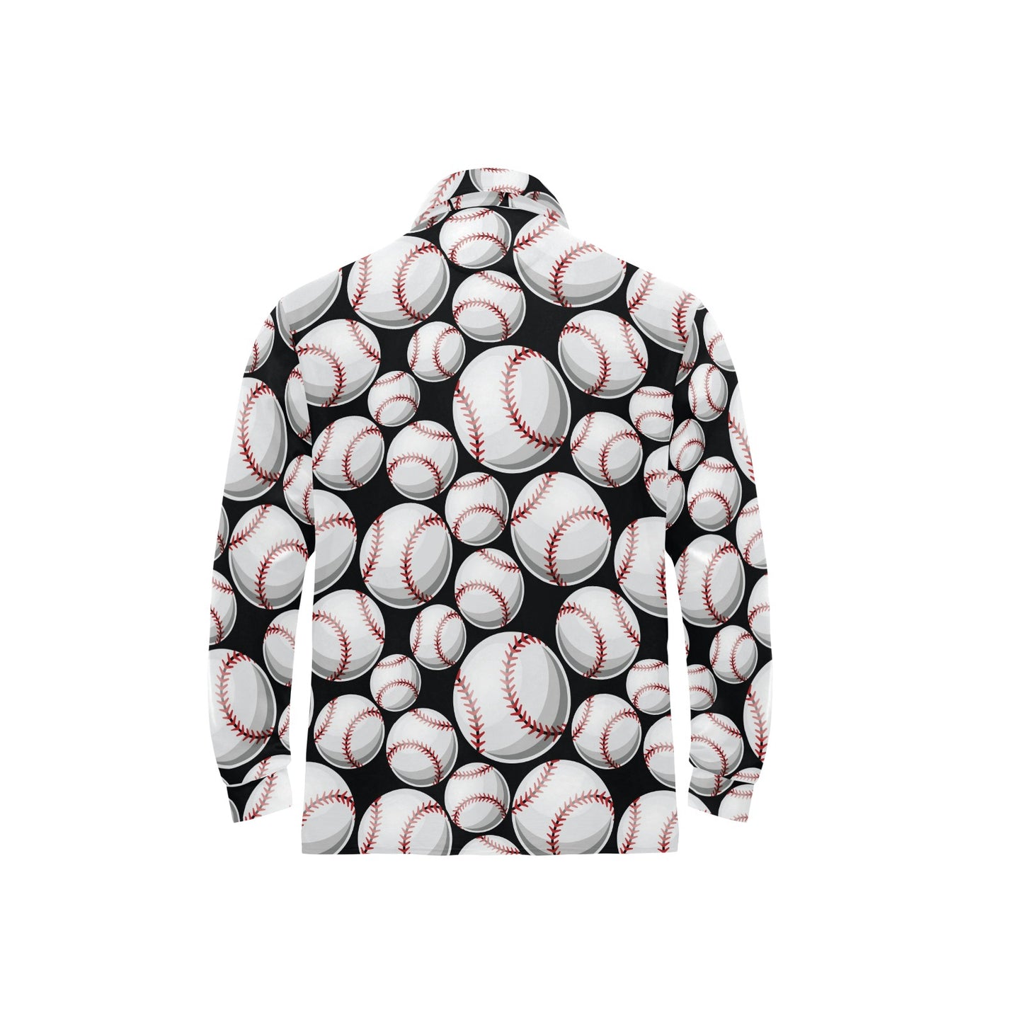 Baseball Black Background Long Sleeve Polo Shirt For Men's