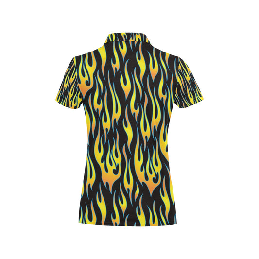 Flame Fire Yellow Pattern Women's Polo Shirt