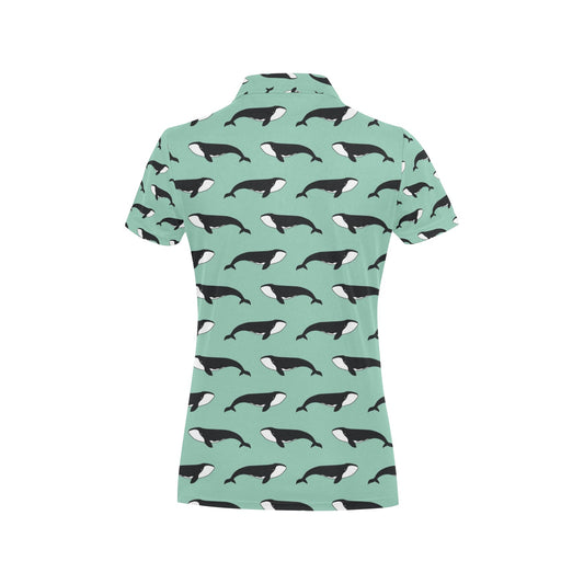 Whale Print Design LKS307 Women's Polo Shirt