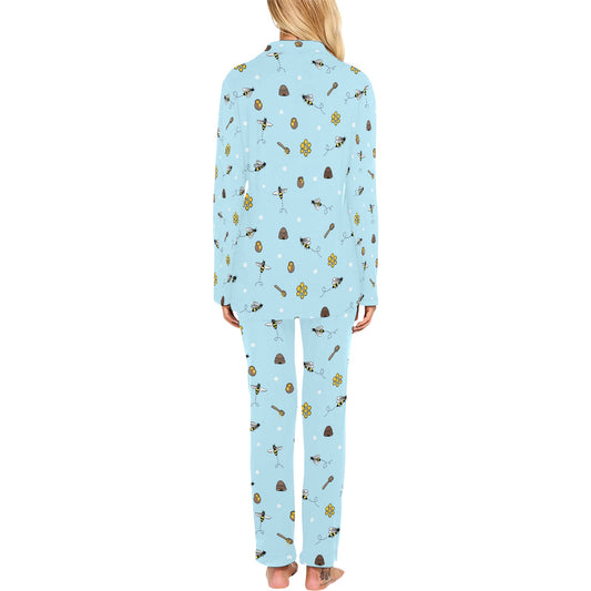 Honey Bee Print Design LKS307 Women's Long Pajama Set