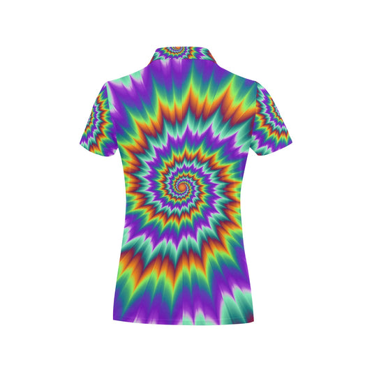 Optical illusion Pulsing fiery spirals Women's Polo Shirt