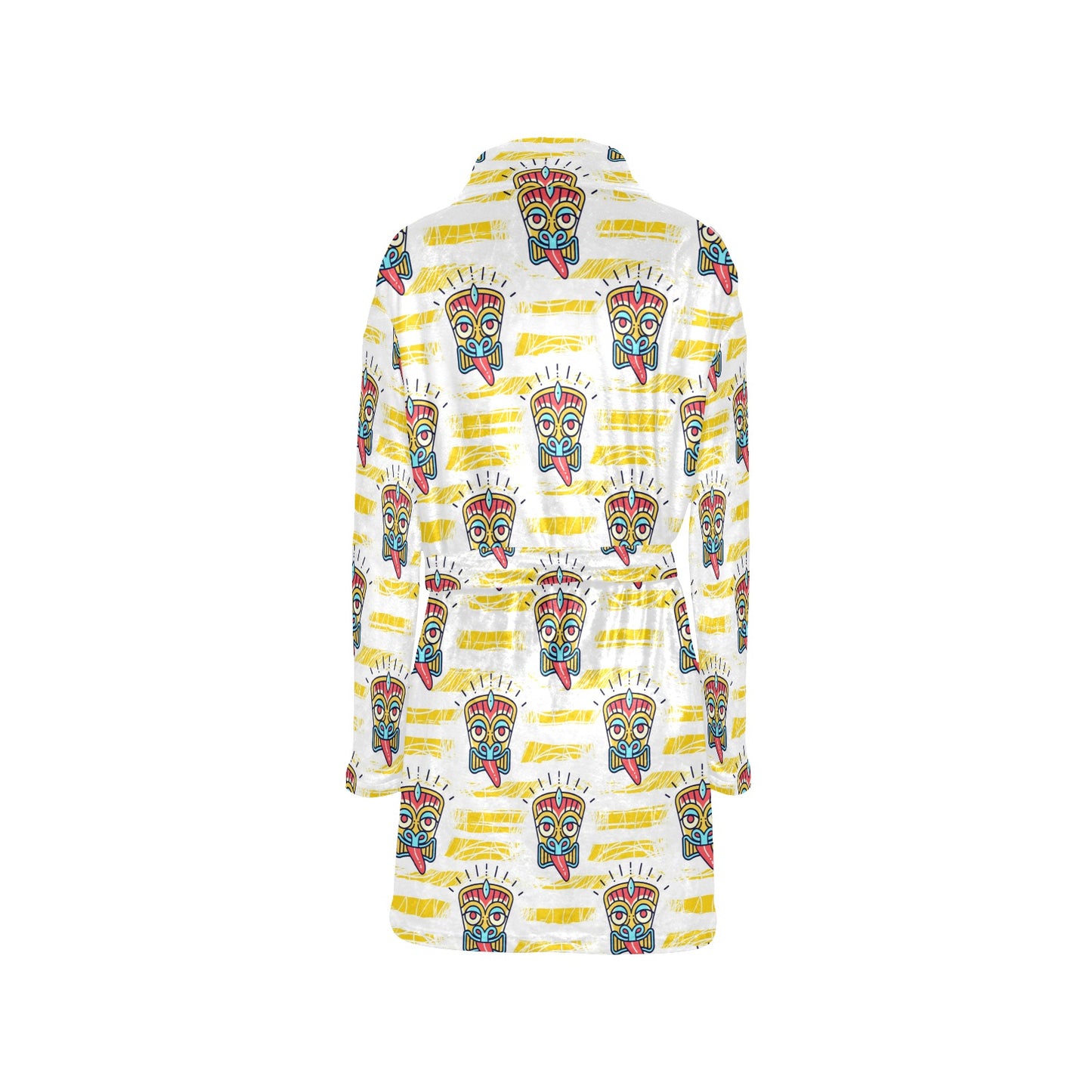 Tiki Smile Mask Print Pattern Women's Fleece Robe
