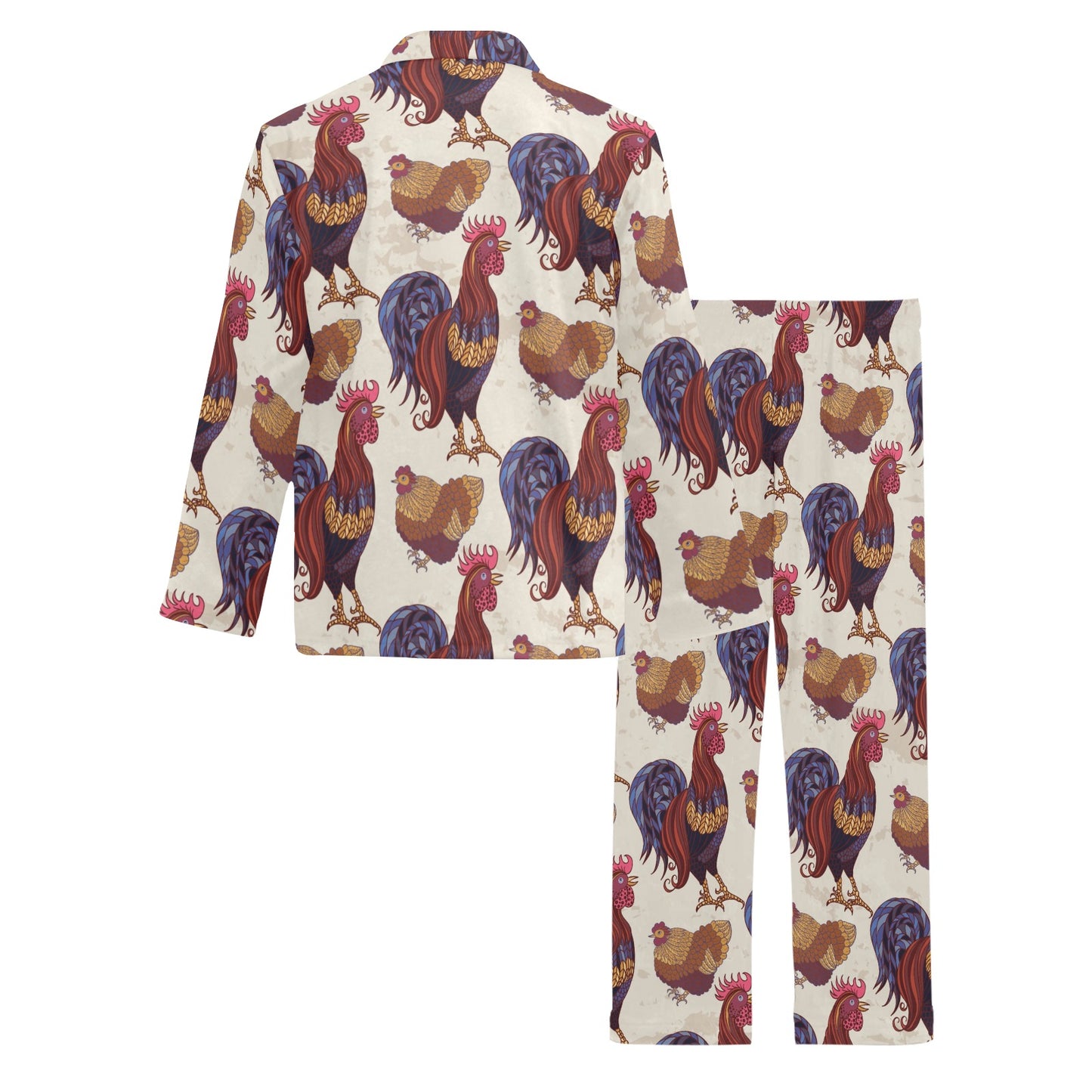 Rooster Pattern Print Design A03 Men's Long Pajama Set