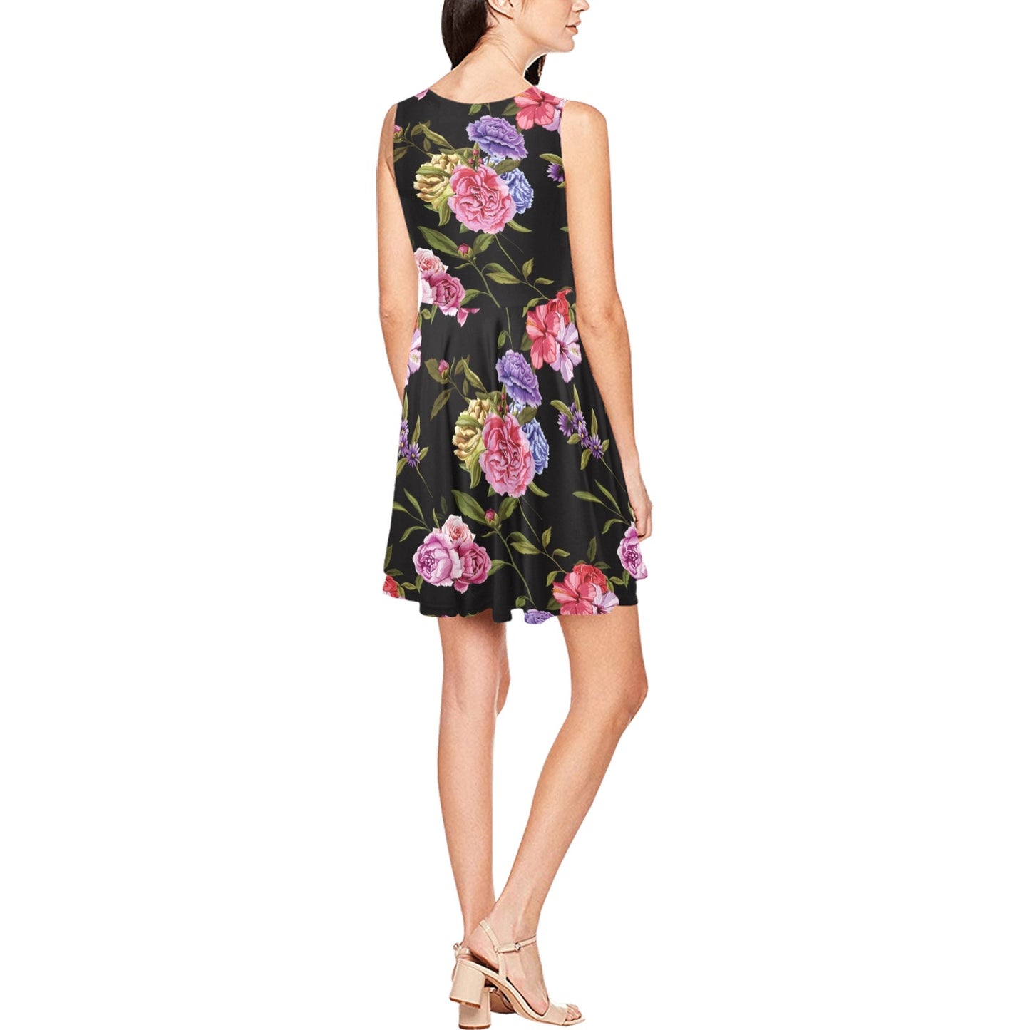 Carnations Pattern Print Design CN05 Sleeveless Dress