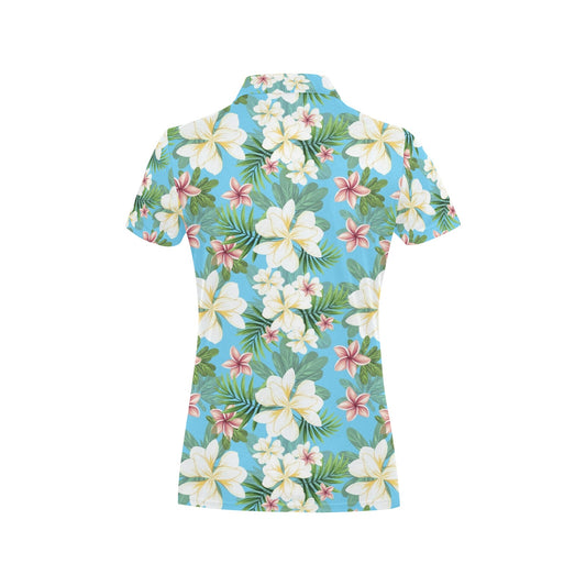 Plumeria Pattern Print Design PM028 Women's Polo Shirt