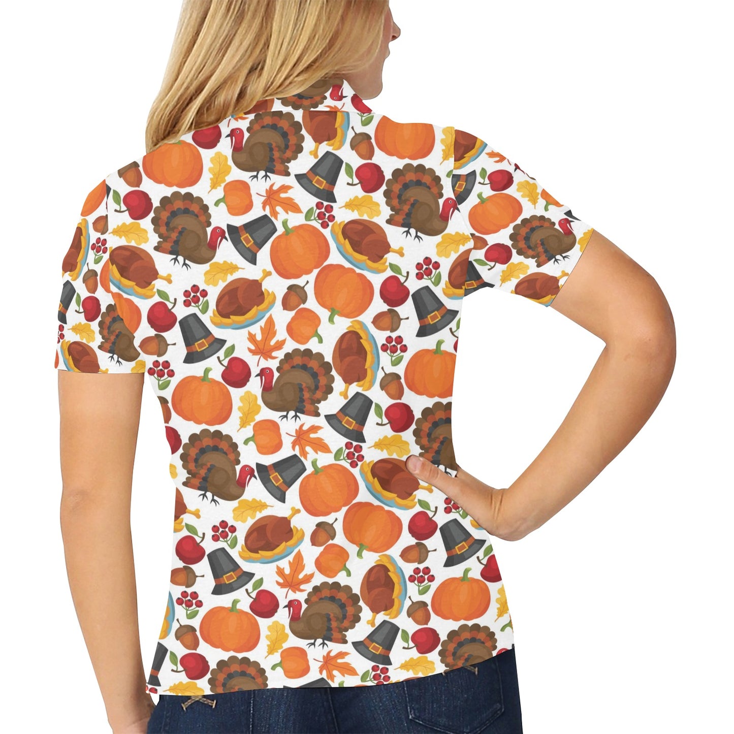 Thanksgiving Print Design LKS304 Women's Polo Shirt
