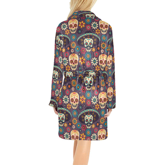 sugar skull Maxican Pattern Women's Fleece Robe