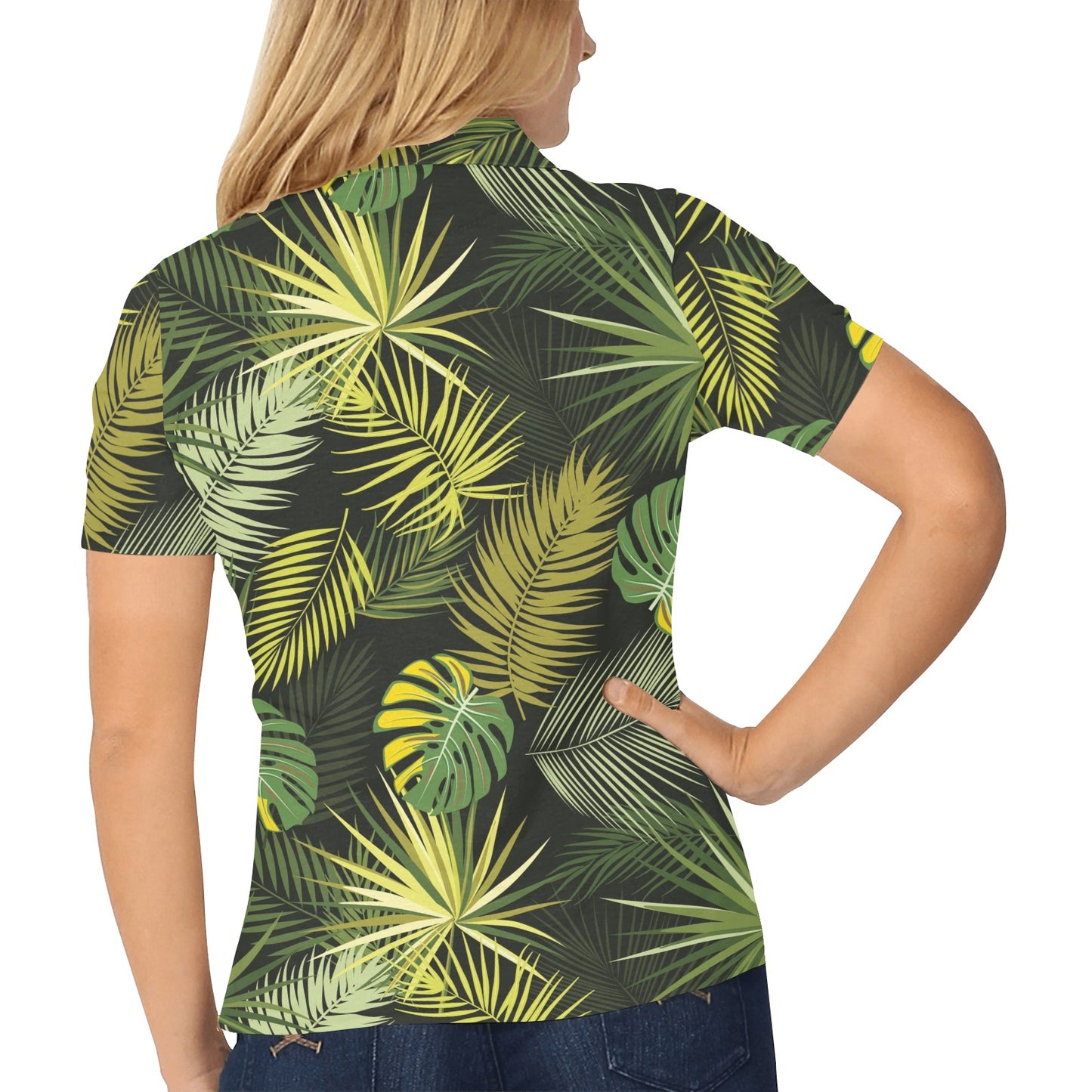 Palm Leaf Pattern Print Design A05 Women's Polo Shirt