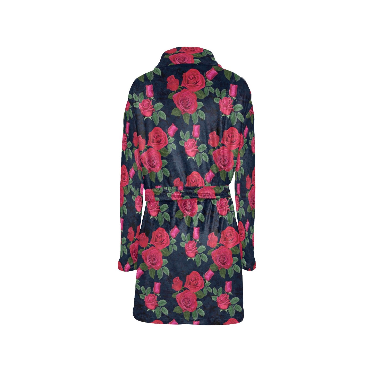 Rose Pattern Print Design A04 Women's Fleece Robe