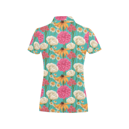 Summer Floral Pattern Print Design SF07 Women's Polo Shirt
