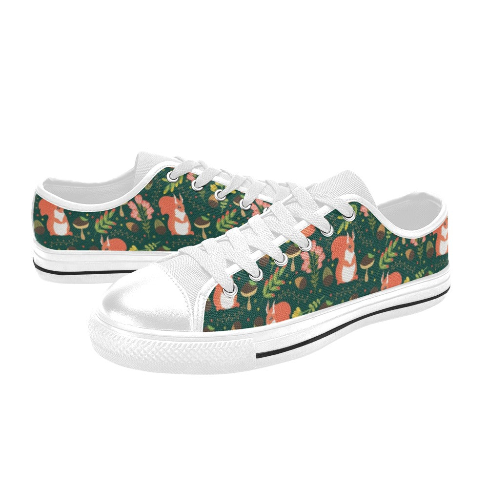 Squirrel Print Design LKS302 Women's White Low Top Shoes