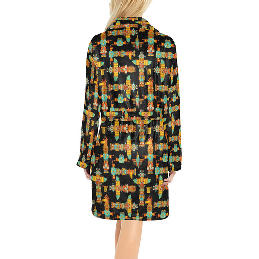 Totem Pole Cartoon Print Women's Fleece Robe