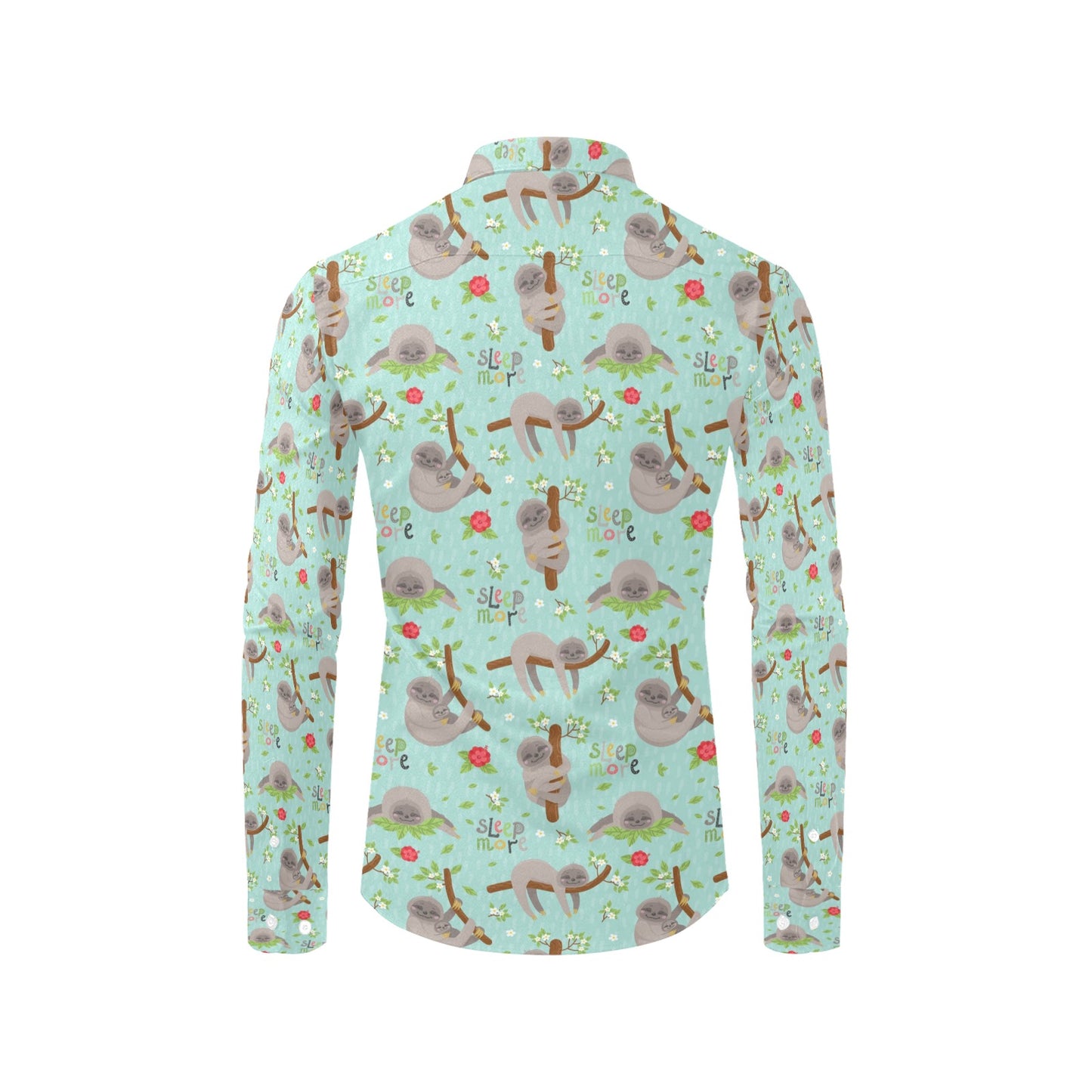 Sloth Print Design LKS305 Men's Long Sleeve Dress Shirt