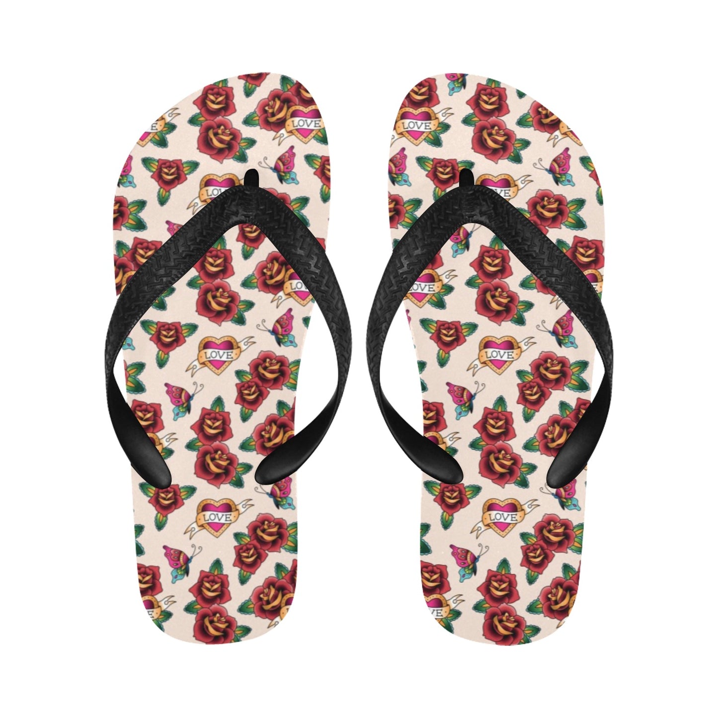 Tattoo Rose Print Design LKS302 Flip Flops