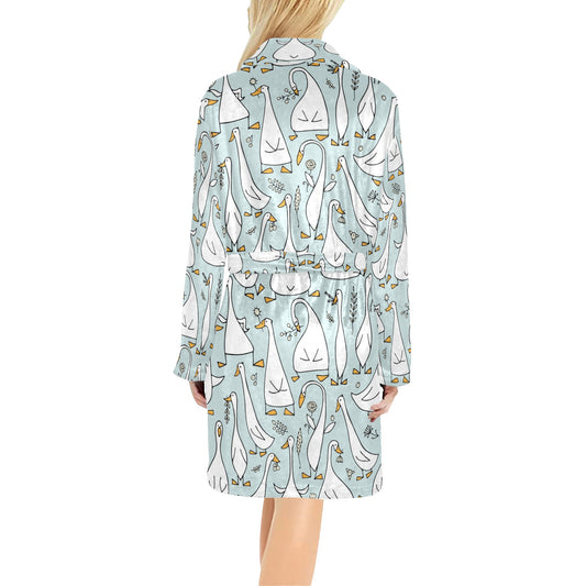 Goose Pattern Print Design 03 Women's Fleece Robe