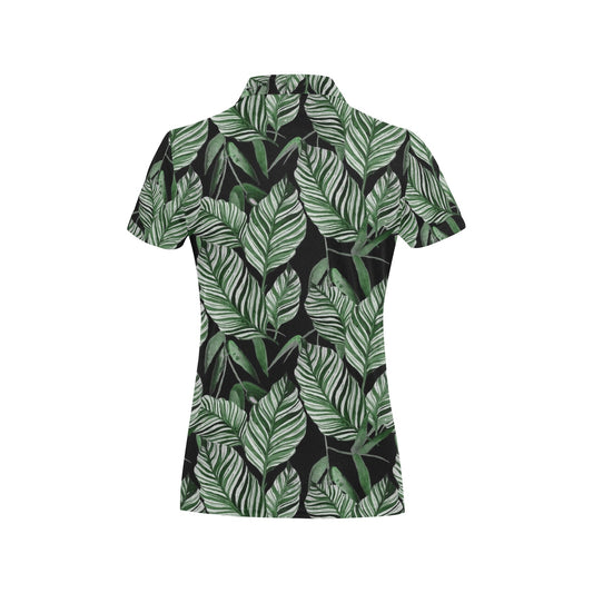 Palm Leaves Pattern Print Design PL09 Women's Polo Shirt
