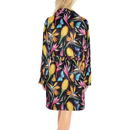 Tropical Flower Pattern Print Design TF016 Women's Fleece Robe