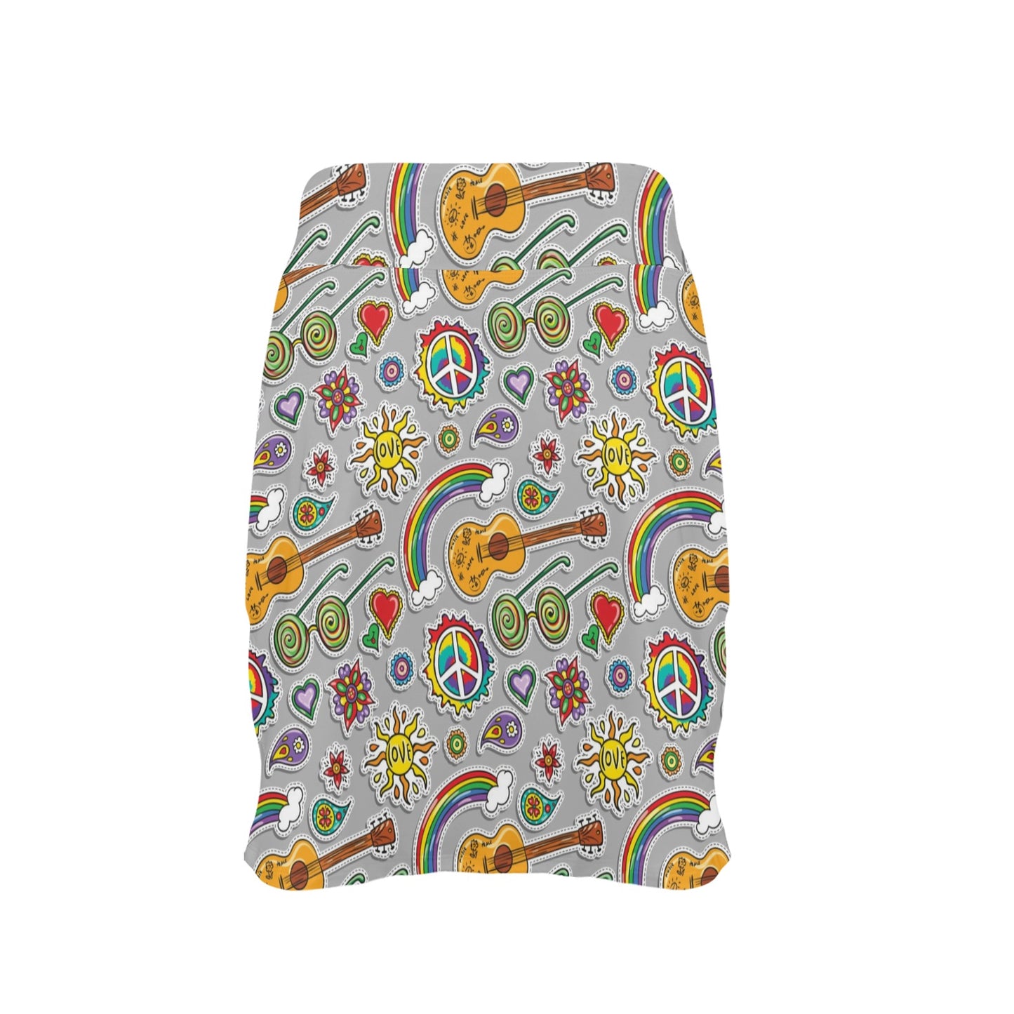 Hippie Print Design LKS306 Women's Golf Skirt with Pocket